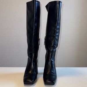ZARA Platform Leather Boots Size 9
